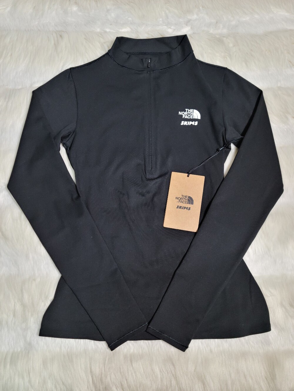 The North Face TNF x SKIMS Refina Longsleeve Top Black Onyx Women Small NEW